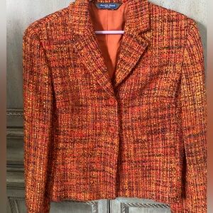 Austin Reed Vibrant Orange Tweed Wool Blazer